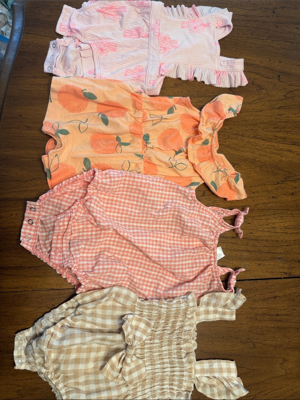 3-6M Peach & Pink Baby Romper Bundle